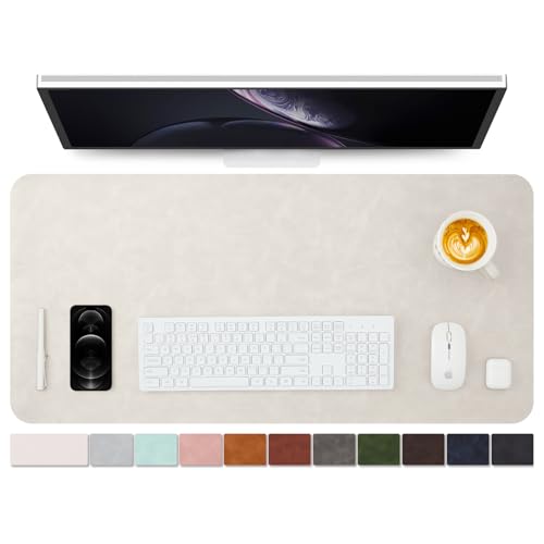 Distressed Leather Desk Mat - Non-Slip PU Desk Pad for Office and Home - Desk Organization and Accessories - Ideal for Large Mouse Pad and Desk Mats on Top of Desks(Sandstone,36"x 17") - color: Sandstone, size: 36" x 17"