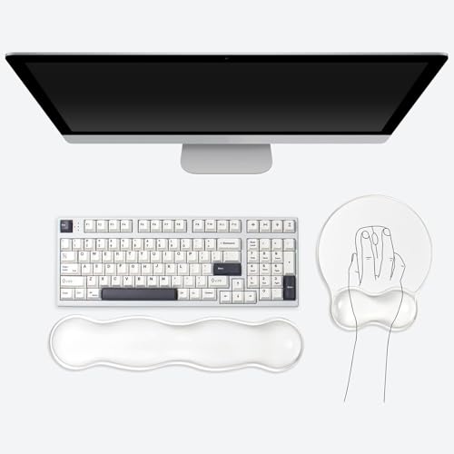 Gel Keyboard and Mouse Wrist Rest Set - Ergonomic Gel Mouse Pad with Wrist Support for Typing Pain Relief/Office/Computer/Laptop/Gaming - color: White, style: Wave Shape
