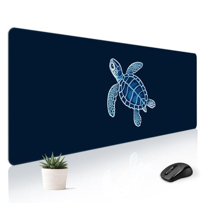 Mousepad Desk Mat Gaming Large Keyboard Cute Office Desktop Computer Laptop XXL Long Big Kawaii Aesthetic Girly Pretty Design Women Girl Gamer Oversized Wide 30x12'' Mousepad, Blue Turtle - color: Blue Turtle