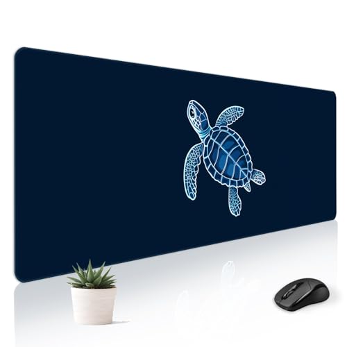 Mousepad Desk Mat Gaming Large Keyboard Cute Office Desktop Computer Laptop XXL Long Big Kawaii Aesthetic Girly Pretty Design Women Girl Gamer Oversized Wide 30x12'' Mousepad, Blue Turtle - color: Blue Turtle
