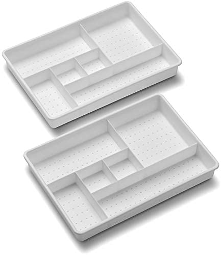 madesmart Plastic 6-Compartment Drawer Organizer Gadget Trays, Multipurpose Storage Bins for Drawers, White Set of 2 (Pack of 6) - color: PremiumWhite, size: 12 Compartments (Pack of 6)