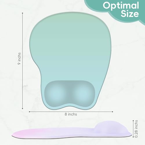 Mouse Pad with Wrist Rest Ergonomic Mouse Pad with Comfortable M-Shape Pain Relief Wrist Support Non-Slip PU Base Mousepad for Laptop, Office & Home (Cyan) - color: Cyan