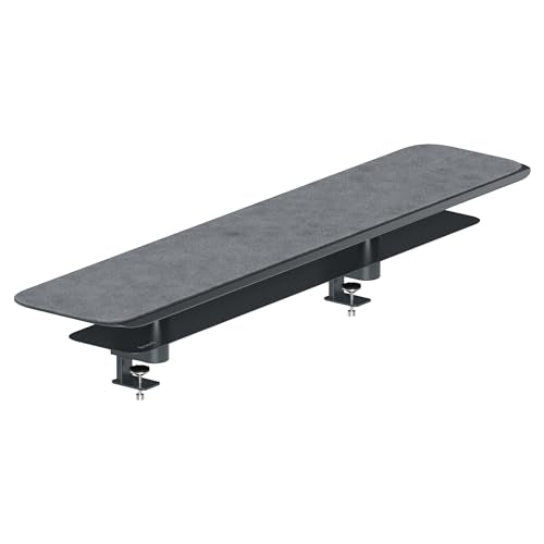 Branch Monitor Stand - Elegant, Durable Powder-Coated Steel Stand with Soft Felt Liner - Small Monitor Riser Second Tier Storage - Installs with a Universal Clamp for Ergonomic Workspace - Charcoal - color: Charcoal, size: Large