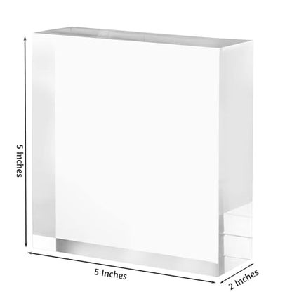 CiaoHER 2in Solid Acrylic Cube Display Block, Clear, 2"x5"x5" | Polished Pedestal Stand Riser, Solid Base, 1 Pack