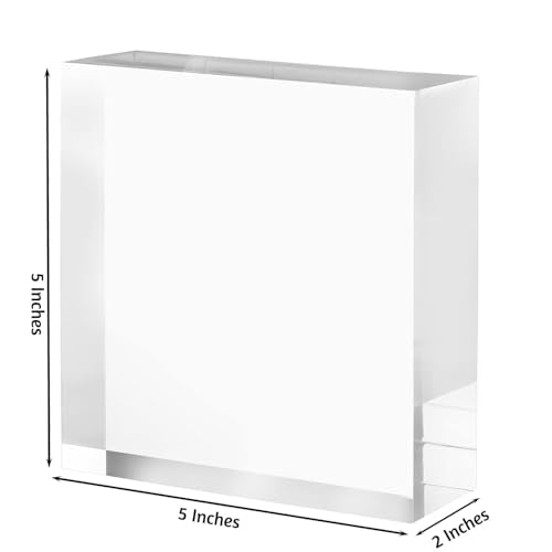 CiaoHER 2in Solid Acrylic Cube Display Block, Clear, 2"x5"x5" | Polished Pedestal Stand Riser, Solid Base, 1 Pack