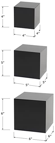 Red Co. Set of 3 Glossy Black Acrylic Cube Display Nesting Riser Stands with Hollow Bottoms - color: Black, size: 4",5",6" - 1 Pack