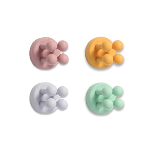 4 Pcs Silicone Waterproof Toothbrush Holders,Multi-Function Self Adhesive Hooks for Hanging Key Clothes Towel Cable for Kitchen Bathroom Home Office Mixed2 - color: Mixed2