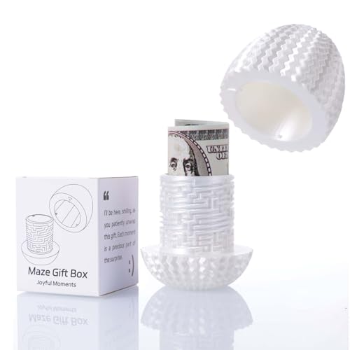 Maze Puzzle Box for Cash Gift, Money Holder Gift Box | Maze puzzle, hidden cash compartment, money gift, birthday anniversary, brain teaser, surprise holder gift for teens & adults - color: White