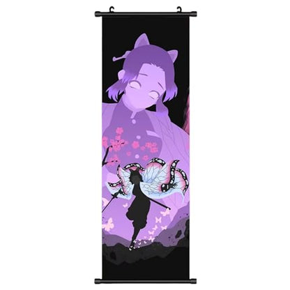 Anime Wall Scroll Banner, Lightning Shinobu Art Design, Soft Fiber Fabric, 27.5 x 9.8 Inches, Vertical Hanging Poster for Bedroom and Gaming Room