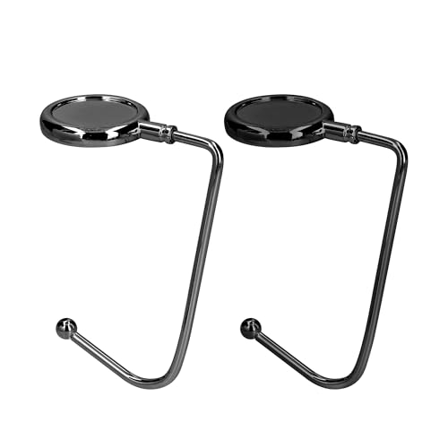kwmobile Purse Hook for Table - Set of 2 Purse Holder - Handbag Hanger - Portable Bag Holder - Bag Hooks for Desk - Table Hook Dark Slate/Black - color: Dark Slate / black