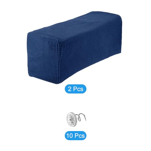 uxcell 2pcs Stretch Armrest Covers for Chairs/Sofas, Couch Arm Covers with Twist Pin, Furniture Protector Slipcovers Navy Blue - color: Navy Blue