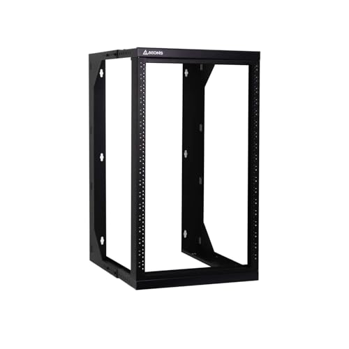 AEONS 18U Wall Mount Server Rack IT Open Frame Swing Gate 19 Inch Depth-Adjustable Rack with Swing Out Hinged Gate Black - style: 18U-Swing Gate