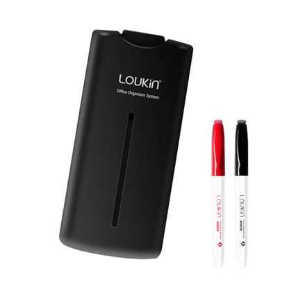 loukin All-in-One Magnetic Dry Erase Eraser, Patent Whiteboard Eraser with Whiteboard Cleaner, Ideal for Classroom, Home and Office Use, 2 Markers Included - color: Black (All-in-one)