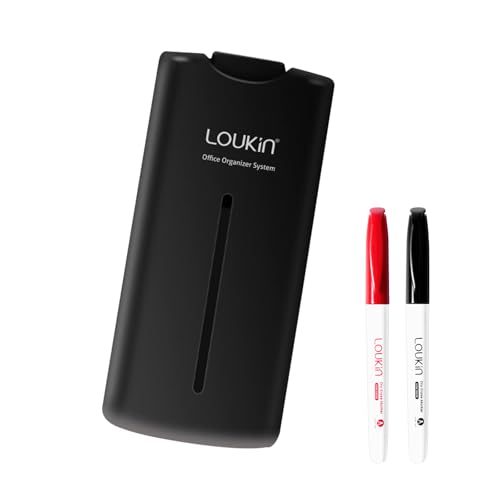 loukin All-in-One Magnetic Dry Erase Eraser, Patent Whiteboard Eraser with Whiteboard Cleaner, Ideal for Classroom, Home and Office Use, 2 Markers Included - color: Black (All-in-one)