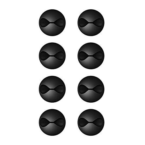 CHEFBEE 8 Pack Adhesive Cable Clips, Cable Cord Holder Organizer Management System for Desk, Wire Clips for All Your Computer, Electrical, Charging or Mouse Cord, Black - color: Black