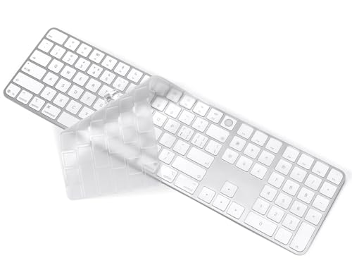 Keyboard Cover Skin Compatible with 2024 Magic Keyboard and Numeric Keypad A3119 MXK73LL/A, Ultra-Thin Apple Magic Keyboard TPU Protector - Transparent - size: Magic Keyboard with Numeric Keypad