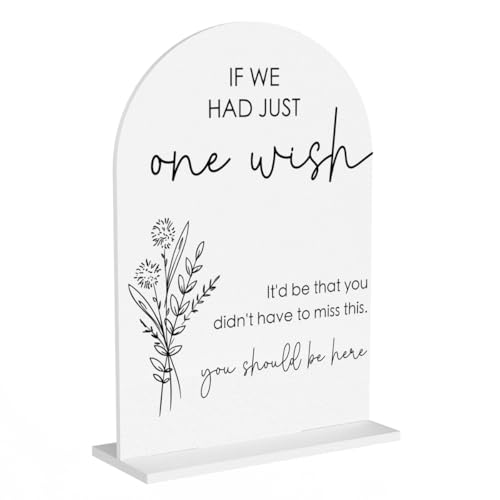 Wedding Memorial Sign, In Loving Memory Wedding Sign Engagement Bridal Shower Memory Table Desk Acrylic Decor - color: If We Had Just One Wish
