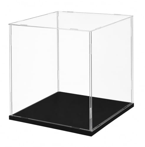 Clear Acrylic Display Case, 8*8*10inch (20*20*H25cm) | Assemble Cube Display Box, Black Base, Dustproof Protection, For Collectibles Memorabilia Figurines - size: 8 x 8 x 10 inches