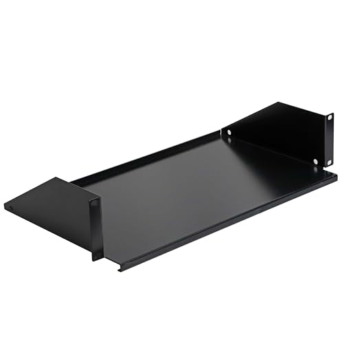 Aeons 2U 19-inch Universal Server Shelf Rack Mount Cantilever Center Mount Shelf 10" Deep, Fixed 19" Server Rack Cabinet Solid Shelf Black - style: 2U-10" Solid