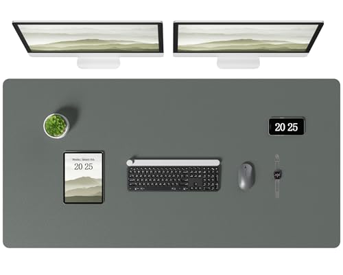Aothia Leather Desk Pad Protector, Office Desk Mat, Large Mouse Pad, Laptop Desk Pad, Non-Slip PU Leather Desk Blotter, Waterproof Desk Writing Pad for Office and Home (Jungle Green, 47" x 24") - color: Jungle Green, size: 47" x 24"