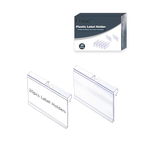 Diteje 20 Pack Wire Shelf Label Holders with Paper Inserts,2.36x1.50inch | Shelving Rack Retail Sign Hook,Clip On Design,for Supermarket/Retail/Shelves,No Tools Needed - size: 2.36x1.65in