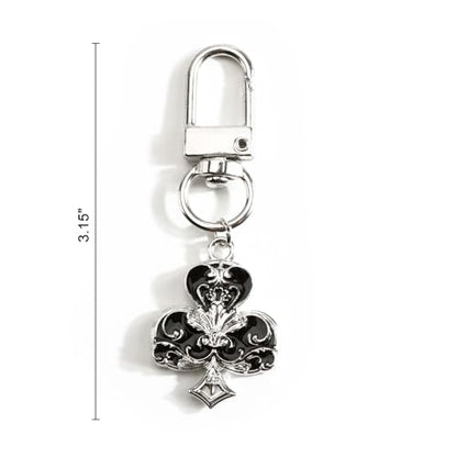 Poker Suit Keychain Club Spade Diamond and Heart Keycharms for Women Unique Game Keyring - color: Clubs