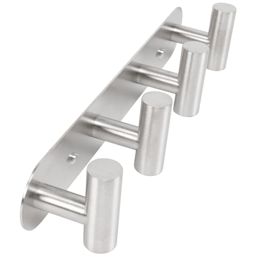 Coat Hook Rack, Wall Mounted Rack with 4 Hooks, Heavy Duty Towel Rack Wall Hooks for Hanging Jacket, Stainless Steel Coat Hanger for Bathroom Entryway Mudroom (Brushed Nickel) - color: Brushed Nickel, size: 4 Hooks