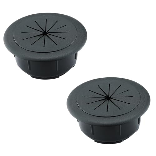 2 Pack 2 Inch Flexible Desk Grommet, ABS Cable Hole Cover for Home Office Table Wire & Cord Management- Black
