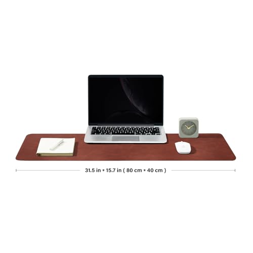 Distressed Leather Desk Mat - Non-Slip PU Desk Pad for Office and Home - Desk Organization and Accessories - Ideal for Large Mouse Pad and Desk Mats on Top of Desks(Mahogany,31.5"x 15.7") - color: Mahogany, size: 31.5" x 15.7"