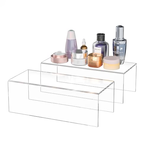 Sezanrpt Acrylic Shelf Riser 12x5.1x4 pack of 2, Clear Acrylic Stand for Funko Pop, Collectibles, Brand Store, Home Storage Organizer, 12x5.1x4 Inch - color: Clear, size: 12x5.1x4 Inch