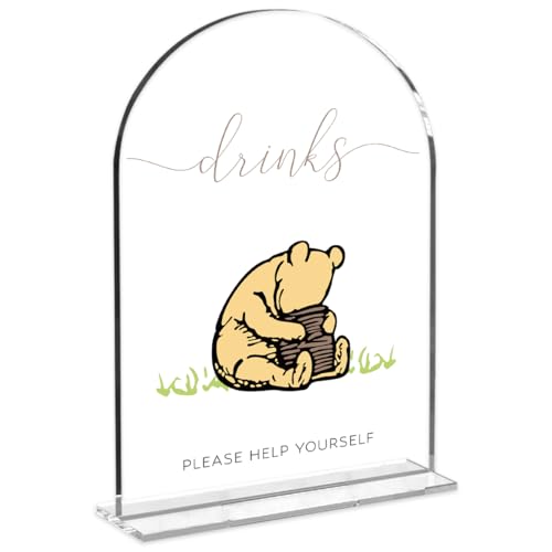 Cute Bear Baby Shower Sign Decor Arch Acrylic 5x7 Inch Sign 17 | Cute Bear Centerpieces Baby Shower & Event Gift Stations Dessert Table Decor - color: BDrinks
