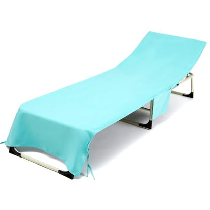 VOCOOL Microfiber Beach Chair Towel Lounge Chair Cover Soft and Quick Dry | Pool Chair Cover with Side Pockets, Chaise Lounge Towels Cover, for Holidays Sunbathing Beach Hotel Garden, Green, 85" x 30" - color: Green