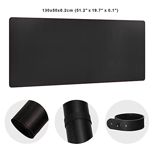 ZORESYN Desk Pad (51.2"x19.7"), PU Leather Desk Blotter Protector, Large Gaming Mousepad Desk Mat - Waterproof Non Slip Base Keyboard Extended Mouse Mat (Black) - color: Black, size: 51.2L x 19.7W inches