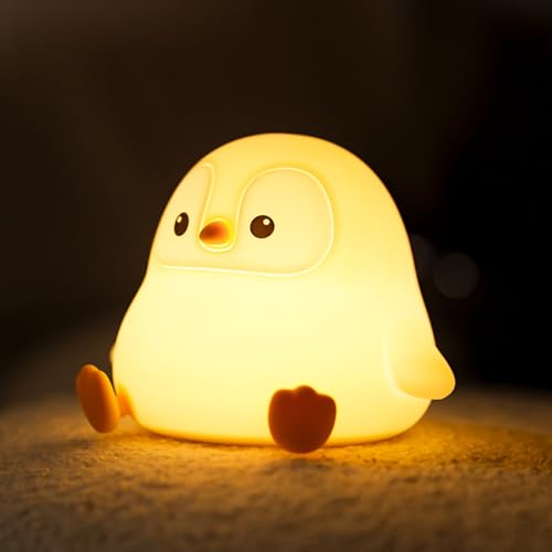 Penguin Night Light for Kids, Cute Penguin Lamp Silicone Baby Nursery Night Lamp, Dimmable Squishy Touch Bedside Lamps, Adorable Rechargeable Animal Lamps Gifts Kawaii Room Decor for Kids Girls Boys - color: Penguin