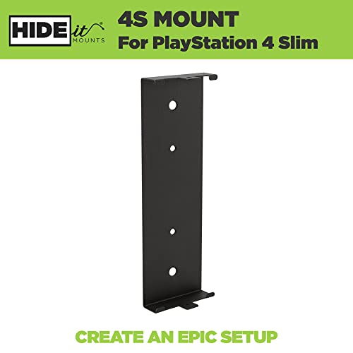 HIDEit Mounts PS4 Slim Wall Mount – Steel PS4 Mount Kit for Secure Fit & Proper Airflow – Behind or Near TV– Patented by American Gaming Mount Pioneer Since 2009 – Not for PS4 Pro & Original - color: PS4 Slim