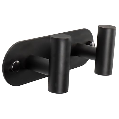 Coat Hook Rack, Wall Mounted Coat Rack with 2 Hooks, Heavy Duty Towel Hooks Rack Wall Hooks for Hanging Clothes Jacket, Stainless Steel Coat Hanger for Bathroom Entryway Mudroom(Matte Black) - color: Matte Black, size: 2 Hook