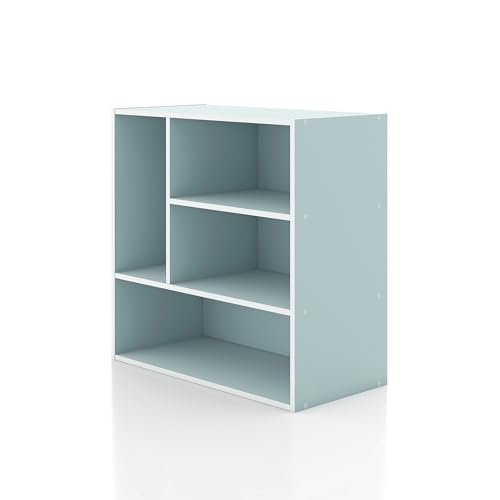 Homes: Inside + Out Apexa 4-Vertical Storage Organizer Shelves, Stackable Wood Bookcase for Organization, Dorm Teen Room Decor & Home Office, Light Blue - color: Light Blue, size: 4-vertical