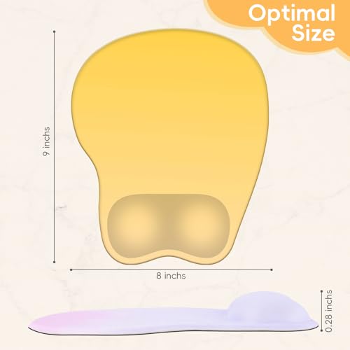 Mouse Pad with Wrist Rest Ergonomic Mouse Pad with Comfortable M-Shape Pain Relief Wrist Support Non-Slip PU Base Mousepad for Laptop, Office & Home (Gradient Yellow) - color: Gradient Yellow