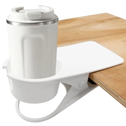 Jiozermi Drinking Cup Holder Clip, Desk Drink Holder with Clip for Water, Soda, Coffee Mug (White) - color: White