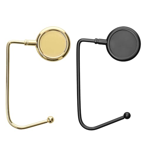 kwmobile Purse Hook for Table - Set of 2 Purse Holder - Handbag Hanger - Portable Bag Holder - Bag Hooks for Desk - Table Hook Gold/Black Matte - color: gold / black matte