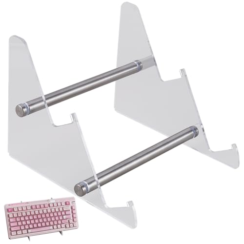 CRASPIRE Acrylic Keyboard Display Stand 2-Tier Portable Keyboard Display Shelf Transparent Display Keyboard Holder Removable Keyboard Storage Holder for Home Office Study - color: Clear