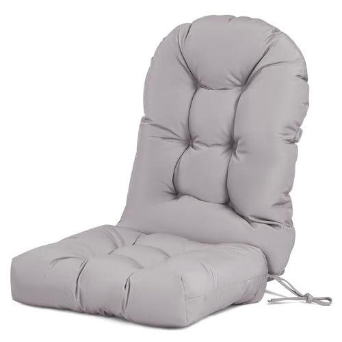 Adirondack Chair Cushion Tufted Waterproof Outdoor Rocking Chair Cushions with Ties Anti-Slip High Back Patio Chair Cushions for Patio Furniture Cushions - color: Gray