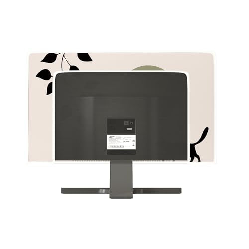 Boho Cat Waterproof Television Cover 32 Inch Black and Green Bohemian Plants Stripe Screen TV Cover for LCD LED PC Desktop and Home Hanging TV Anti-Static Dustproof Protective - color: green and black, size: 32 Inch