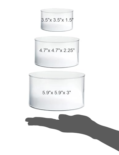 Red Co. Set of 3 Sizes (6", 5", 4") Acrylic Round Cylinder Display Nesting Riser Stands with Hollow Bottoms, Glossy White - color: White, size: 6", 5", 4"