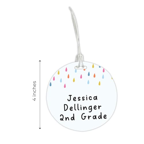 Personalized Rainbow Luggage Tag / 4" Round Custom Trendy Bag Tag/Double Sided Durable Plastic Circle Luggage Tag with Plastic Strap/Made in The USA - style: Rainbow