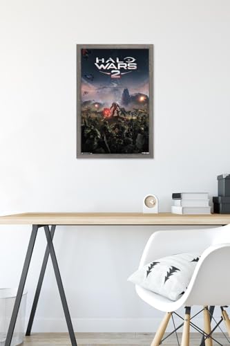 Trends International Halo: Halo Wars 2 - Key Art Wall Poster, 14.725" x 22.375", Barnwood Framed Version - color: Barnwood Framed Version, size: 22.4"L x 14.7"W