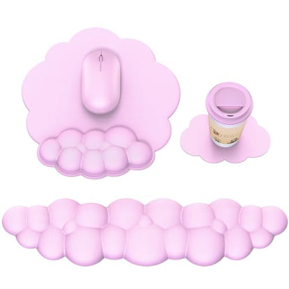 MOKURU Cloud Mouse Pad with Wrist Rest, Cloud Keyboard Wrist Rest, Mouse Pad Wrist Support, Ergonomic Keyboard Mouse Wrist Support (Pink) - color: Pink