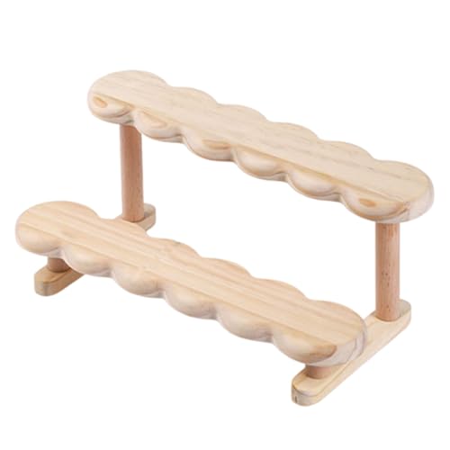 OULIGET Double Deck Wooden Display Riser Stand, Minifigures Doll Model Organizer Stand,Small Plant Perfume Jewelry Storage Rack for Desktop Window Sill Bar