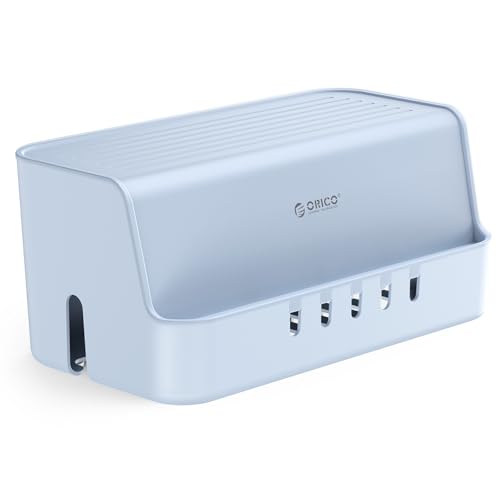 ORICO Cable Management Box with Phone Stand Lid, Large Cord Organizer Case for Hiding Power Strips & Surge Protectors, Heat Dissipation Desktop Wire Hider for Home, Office, School - PB02 - color: Blue