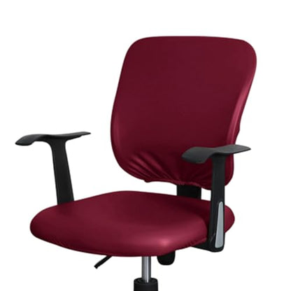 Tallew 4 Pcs Office Chair Covers PU Leather Office Desk Accessories Universal Computer Chairs Cover Stretchable Protective Chair Seat Covers Desk Armrest Cover Slipcovers Rotating Backrest(Burgundy) - color: Burgundy